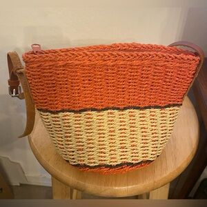 Small Orange and Cream Woven Bag